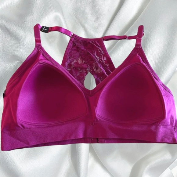 TORRID BERRY PINK DEEP V RACERBACK LIGHTLY PADDED SEAMLESS BRALETTE NEW - Picture 12 of 14